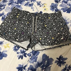 Stylish Black and White Athletic Shorts with Colorful Dots